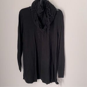 Style & Co. Women’s Round Neck Long Sleeve Black Sweater with Neck Warmer XL